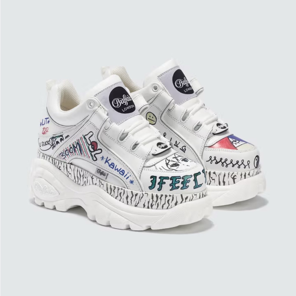 Buffalo Classic Graffiti Low-Top Platform Sneakers size 41